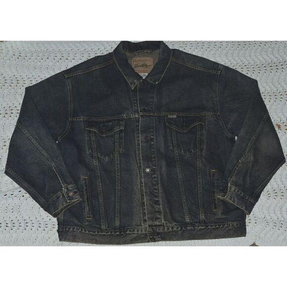 Vintage Levi Strauss Signature Mens Denim Jacket Sz 2XL Trucker Blue Pockets Y2K - Picture 1 of 16